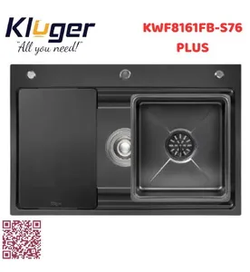 Chậu rửa bát 1 hố màu đen Kluger KWF8161FB-S76 PLUS