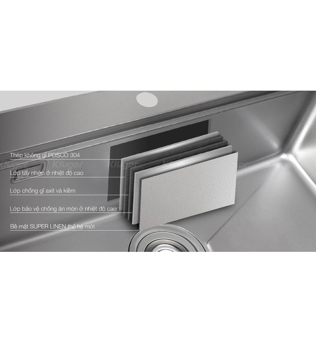 Chậu rửa bát 1 hố Kluger KH8048SL-S80 PLUS