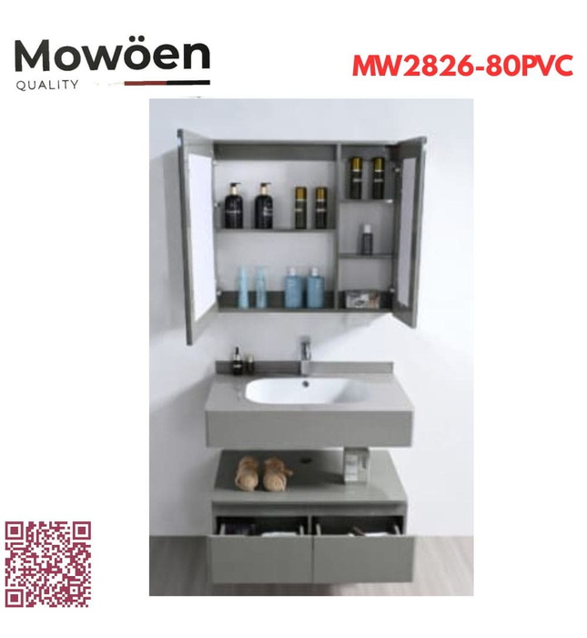 Bộ tủ chậu lavabo nhựa PVC Mowoen MW2826-80PVC