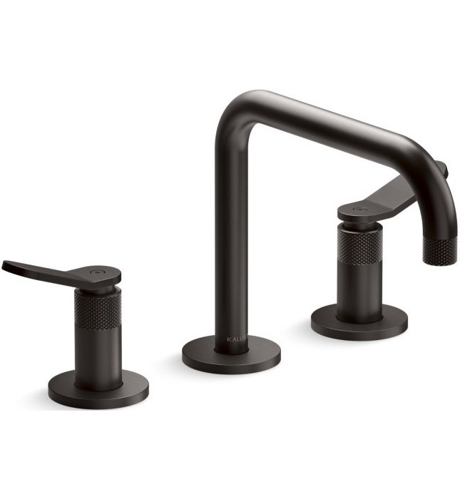 Vòi chậu rửa mặt nóng lạnh cổ thấp màu đen Kallista P33348-LV-BLH