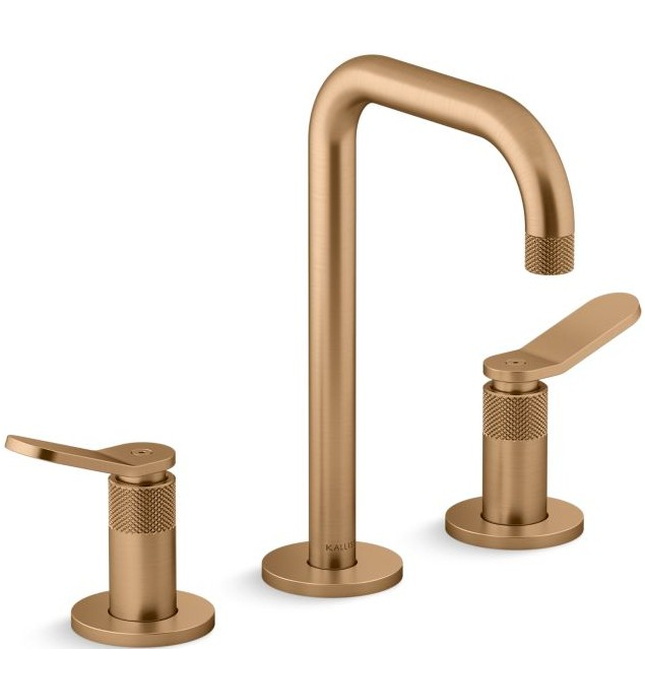 Vòi chậu rửa mặt nóng lạnh thân cao màu đồng Kallista P33350-LV-BLH