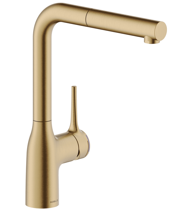 Vòi bếp nóng lạnh dây rút màu vàng Italy Nobili Mania NB218A (CU128137GTP)