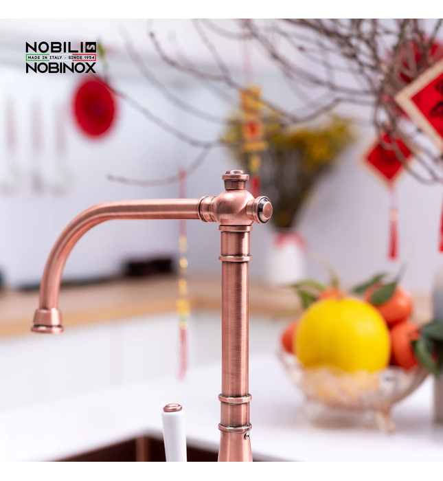 Vòi bếp nóng lạnh tân cổ điển đỏ hồng Ý Nobili Charlie NB255C (CH75513RA)