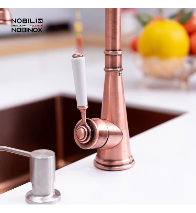 Vòi bếp nóng lạnh tân cổ điển đỏ hồng Ý Nobili Charlie NB255C (CH75513RA)