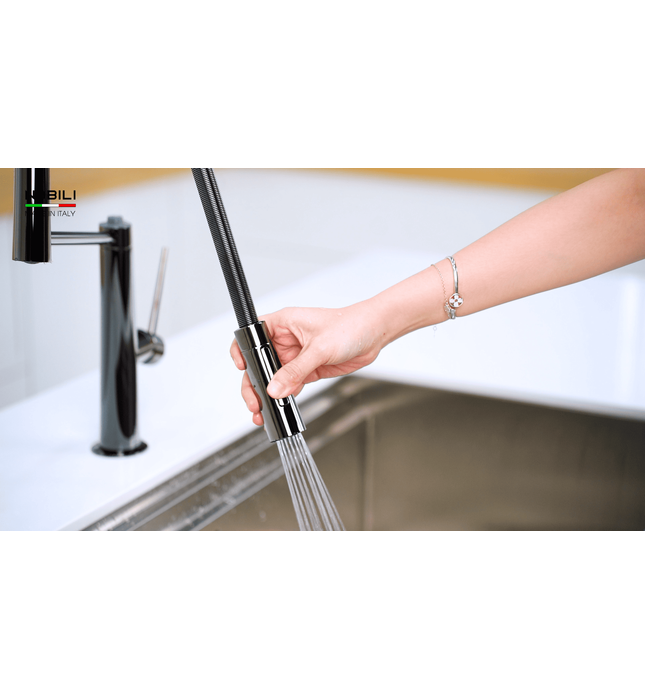 Vòi chậu rửa bát cần mềm 2 đầu xả Italy Nobili Lavante NB306B (MV123300FLP)
