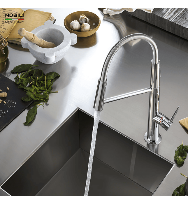 Vòi chậu rửa bát cần mềm 2 đầu xả Italy Nobili Lavante NB303 (MV123300CR)