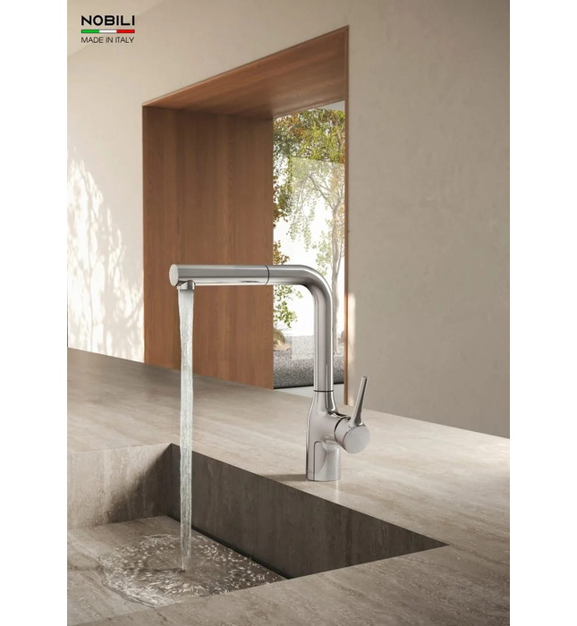 Vòi bếp nóng lạnh dây rút Italy Nobili Mania NB215T (CU128117/1CR)
