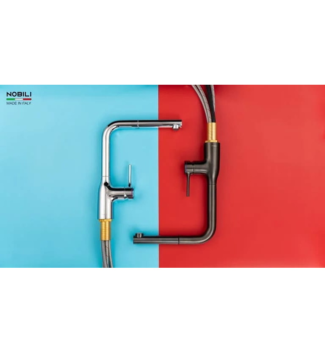 Vòi bếp nóng lạnh dây rút Italy Nobili Mania NB215T (CU128117/1CR)