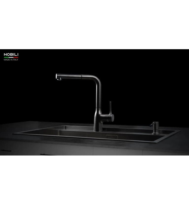 Vòi bếp nóng lạnh dây rút màu đen Ý Nobili Mania NB216LTB (CU128117/1GUP)