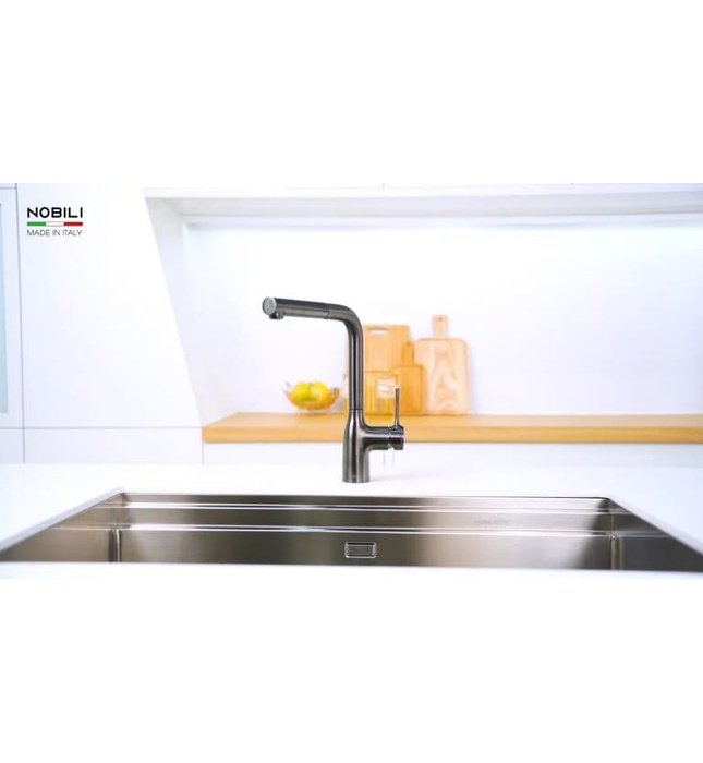 Vòi bếp nóng lạnh dây rút màu đen Ý Nobili Mania NB216LTB (CU128117/1GUP)