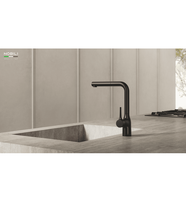 Vòi bếp nóng lạnh dây rút màu đen Ý Nobili Mania NB216LTB (CU128117/1GUP)