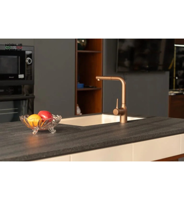 Vòi bếp nóng lạnh dây rút màu vàng Ý Nobili Mania NB217B (CU128117/1TA)