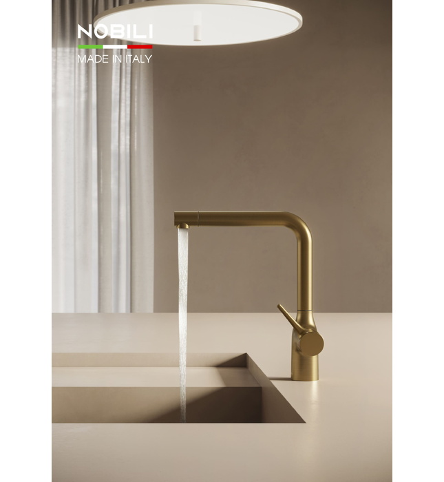 Vòi bếp nóng lạnh dây rút màu vàng Italy Nobili Mania NB218A (CU128137GTP)