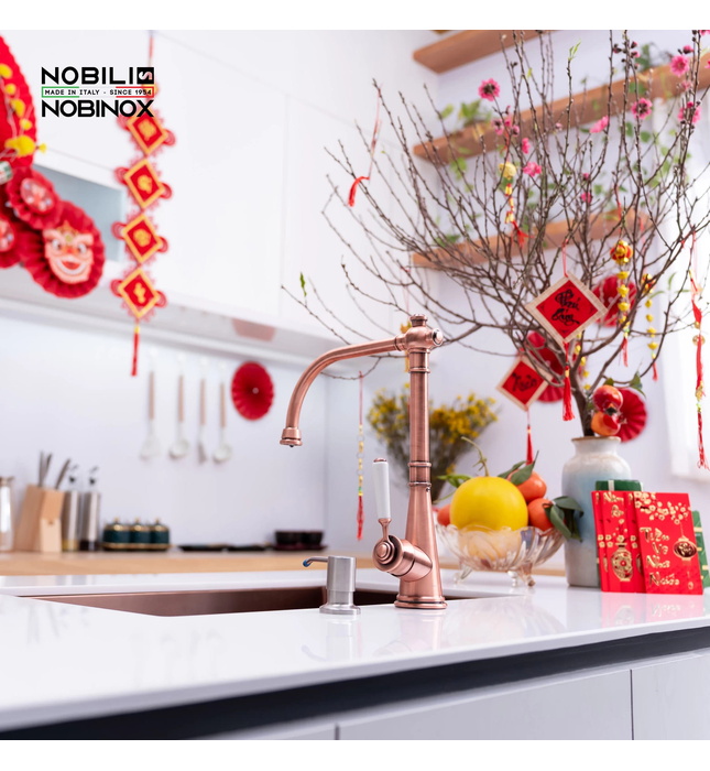 Vòi bếp nóng lạnh tân cổ điển đỏ hồng Ý Nobili Charlie NB255C (CH75513RA)