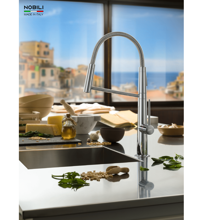 Vòi chậu rửa bát cần mềm 2 đầu xả Italy Nobili Lavante NB303 (MV123300CR)