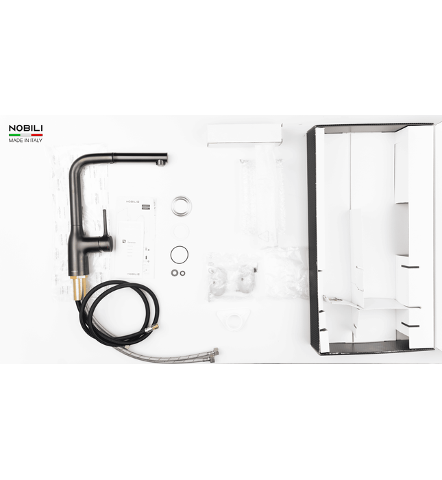 Vòi bếp nóng lạnh dây rút màu đen Ý Nobili Mania NB216LTB (CU128117/1GUP)