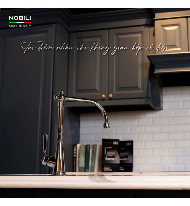 Vòi bếp nóng lạnh tân cổ điển Italy Nobili Charlie NB254 (CH75513CR)