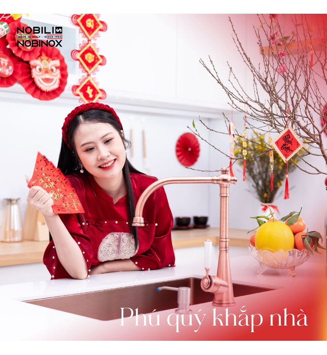Vòi bếp nóng lạnh tân cổ điển đỏ hồng Ý Nobili Charlie NB255C (CH75513RA)