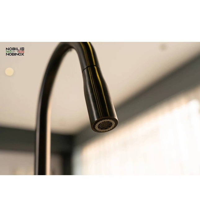 Vòi bếp nóng lạnh dây rút màu đen Italy Nobili Mania NB308G (CU128137GUP)