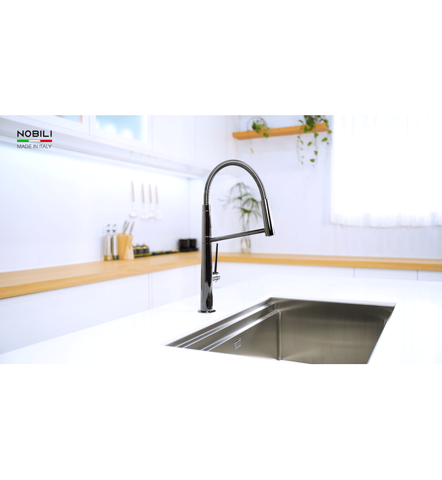 Vòi chậu rửa bát cần mềm 2 đầu xả Italy Nobili Lavante NB306B (MV123300FLP)