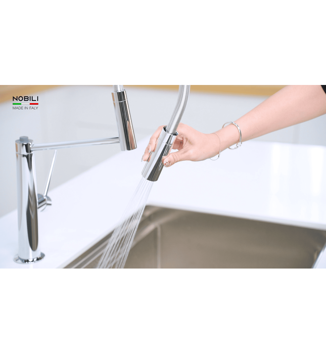 Vòi chậu rửa bát cần mềm 2 đầu xả Italy Nobili Lavante NB303 (MV123300CR)