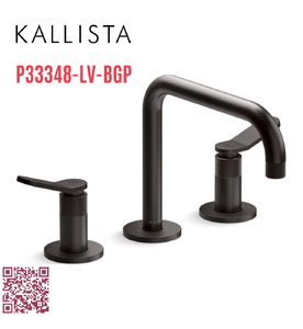 Vòi chậu rửa mặt nóng lạnh cổ thấp màu đen Kallista P33348-LV-BGP