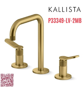 Vòi chậu rửa mặt nóng lạnh màu đồng Mỹ Kallista P33349-LV-2MB