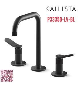 Vòi chậu rửa mặt nóng lạnh thân cao màu đen Kallista P33350-LV-BL