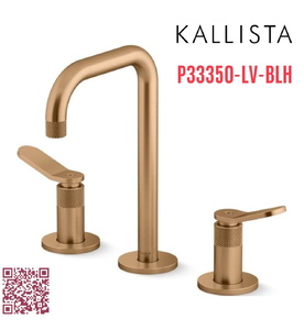 Vòi chậu rửa mặt nóng lạnh thân cao màu đồng Kallista P33350-LV-BLH