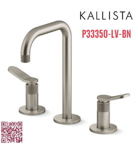 Vòi chậu rửa mặt nóng lạnh thân cao màu nickel Kallista P33350-LV-BN
