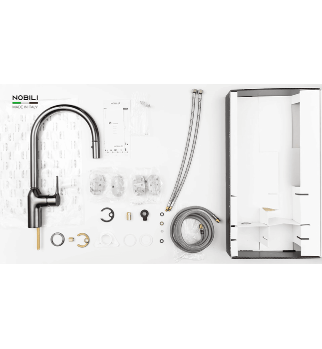 Vòi bếp nóng lạnh dây rút xám Italy Nobili Ring NB131LTB (MP117137FLP)