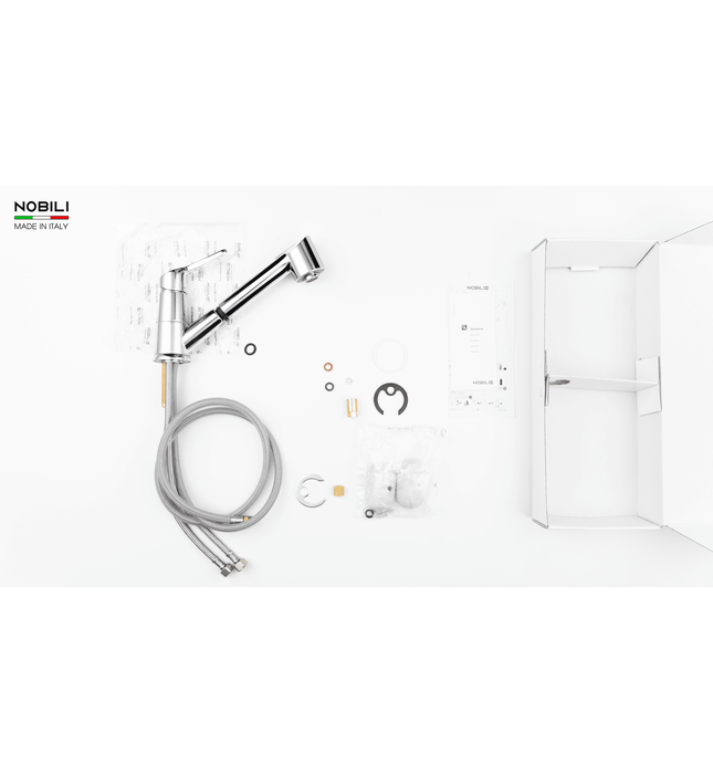 Vòi bếp nóng lạnh dây rút 2 chế độ Italy Nobili Blues NB177 (RD00127/1T7CR)