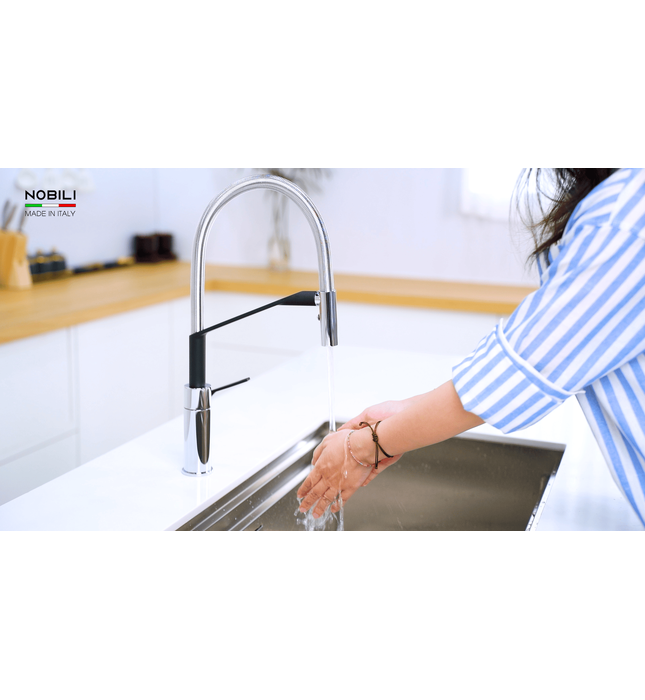 Vòi chậu rửa bát cần mềm 2 đầu xả Italy Nobili Heron NB228 (HR125300CB)