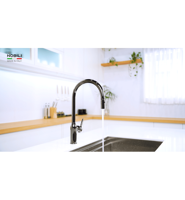 Vòi bếp nóng lạnh dây rút xám Italy Nobili Ring NB131LTB (MP117137FLP)