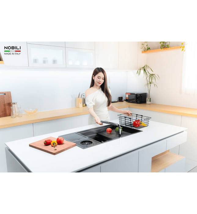 Vòi bếp nóng lạnh dây rút nâng hạ độ cao Ý Nobili Table NB242 (AQ93500CR)