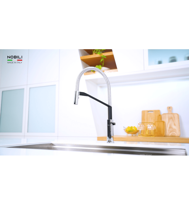 Vòi chậu rửa bát cần mềm 2 đầu xả Italy Nobili Heron NB228 (HR125300CB)