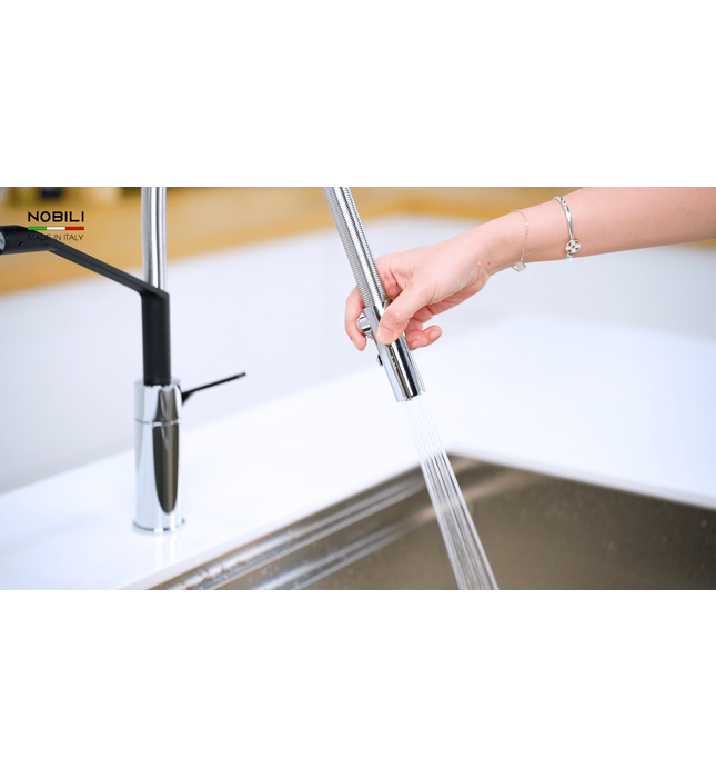 Vòi chậu rửa bát cần mềm 2 đầu xả Italy Nobili Heron NB228 (HR125300CB)