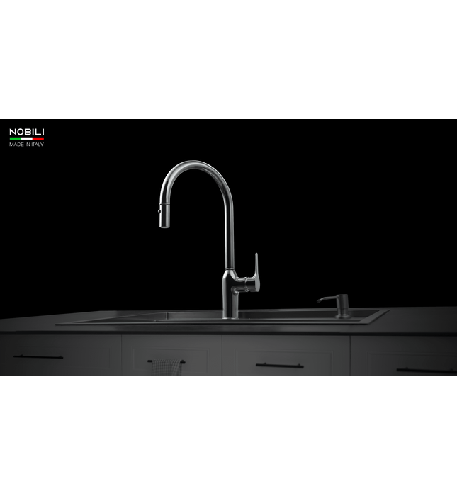 Vòi bếp nóng lạnh dây rút xám Italy Nobili Ring NB131LTB (MP117137FLP)