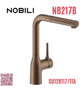 Vòi bếp nóng lạnh dây rút màu vàng Ý Nobili Mania NB217B (CU128117/1TA)