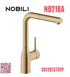 Vòi bếp nóng lạnh dây rút màu vàng Italy Nobili Mania NB218A (CU128137GTP)