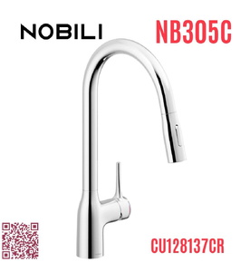 Vòi bếp nóng lạnh dây rút 2 chế độ Italy Nobili Mania NB305C (CU128137CR)