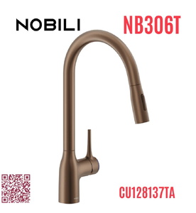 Vòi bếp nóng lạnh dây rút màu vàng đậm Ý Nobili Mania NB306T (CU128137TA)