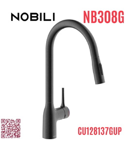 Vòi bếp nóng lạnh dây rút màu đen Italy Nobili Mania NB308G (CU128137GUP)