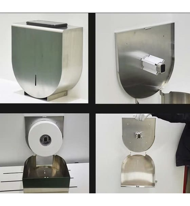 Hộp đựng giấy Inox 304 loại lớn Miken MK-1106B (Bóng gương)