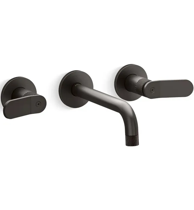 Vòi chậu rửa mặt âm tường nóng lạnh màu đồng Kallista P33353-LV-BLH