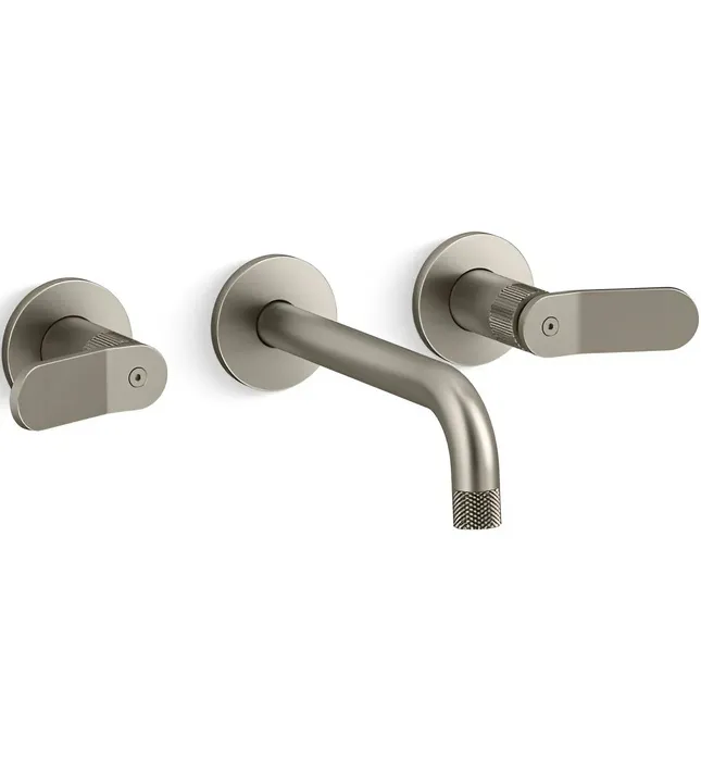 Vòi chậu rửa mặt âm tường nóng lạnh màu đồng Kallista P33353-LV-BLH