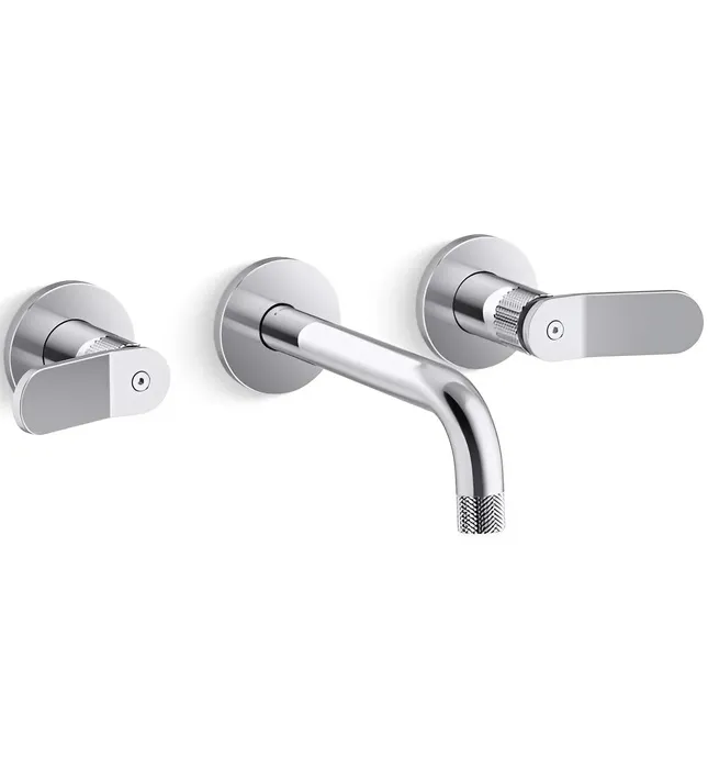 Vòi chậu rửa mặt âm tường nóng lạnh màu đồng Kallista P33353-LV-BLH