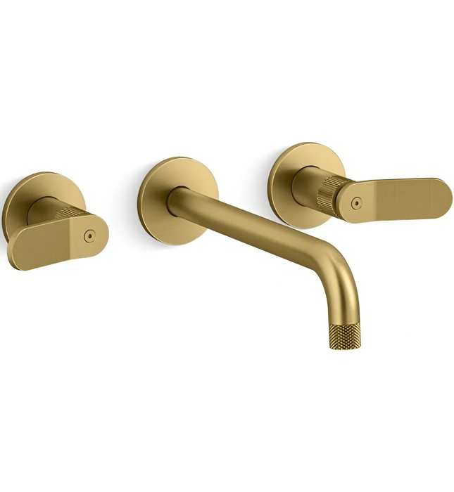 Vòi chậu rửa mặt âm tường, vòi dài màu đen Kallista P33354-LV-BGP