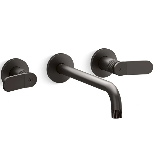 Vòi chậu rửa mặt âm tường, vòi dài màu đen Kallista P33354-LV-BL