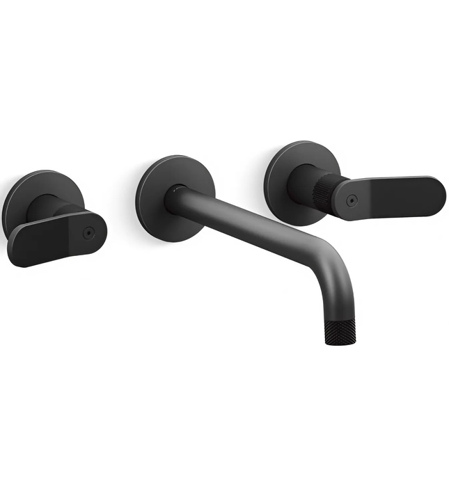 Vòi chậu rửa mặt âm tường, vòi dài màu đồng Kallista P33354-LV-BLH